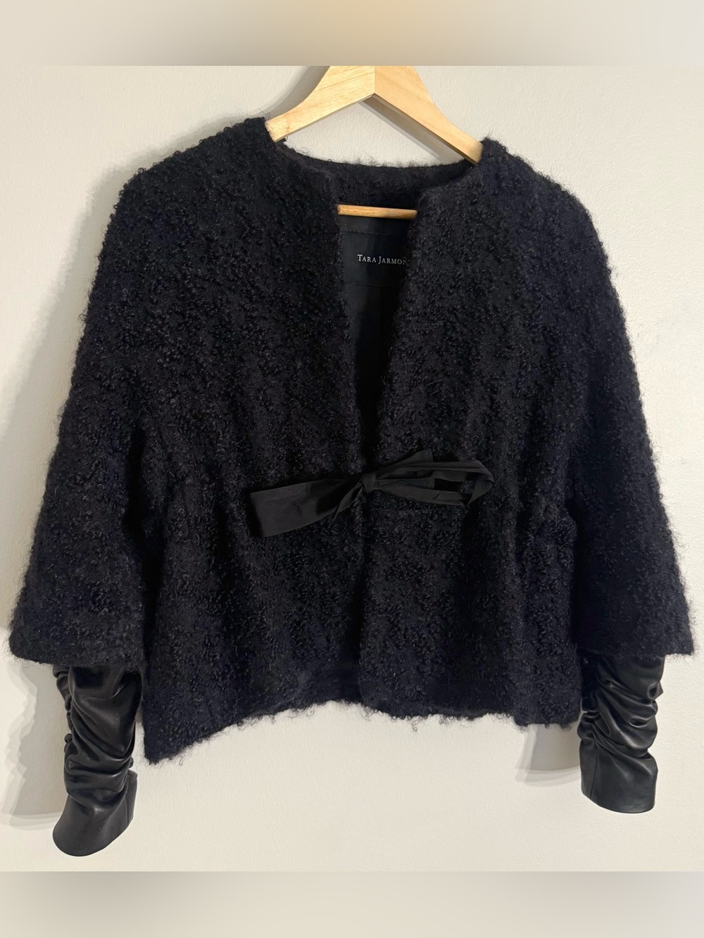 Tara Jarmon Black Bouclé Tie-Front Jacket